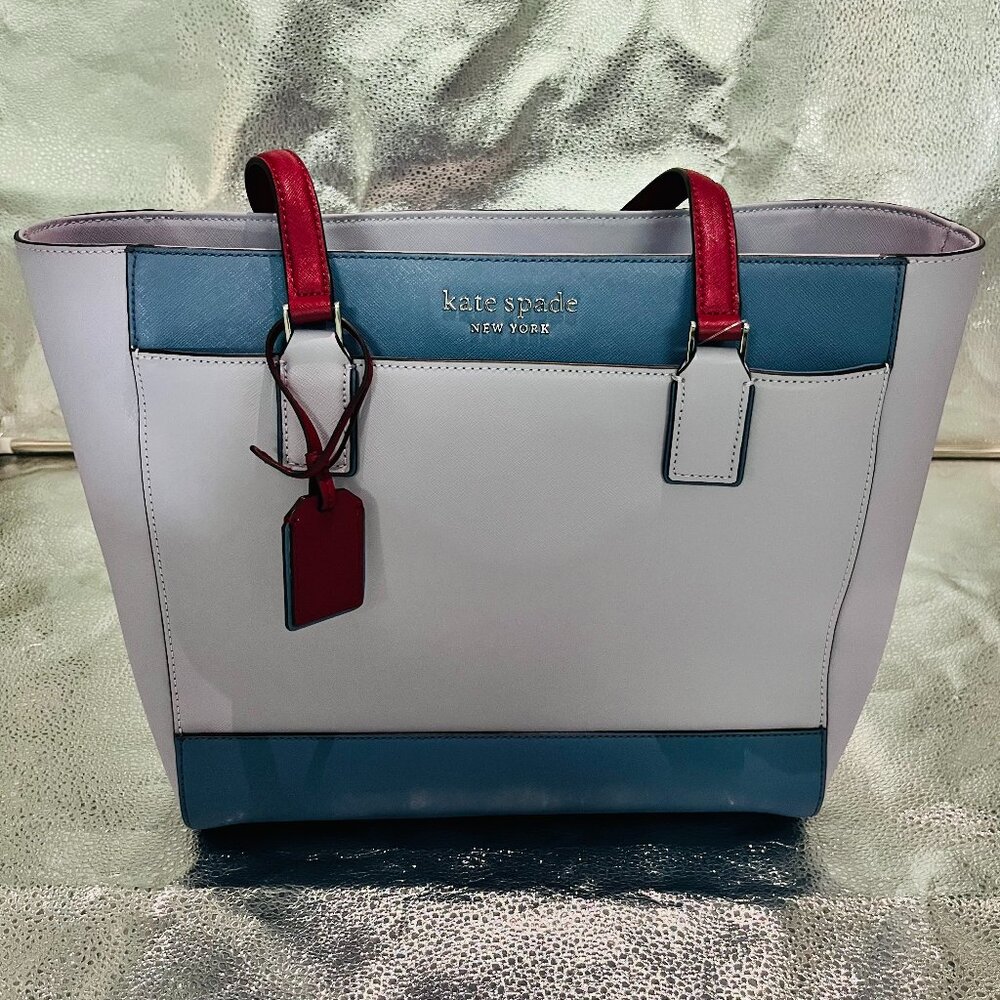 Kate Spade New York Cameron Laptop Tote Bag Lilac Blue Women's Saffiano Leather